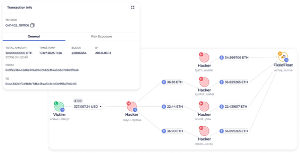 Transaction flow graph visualization for investigation